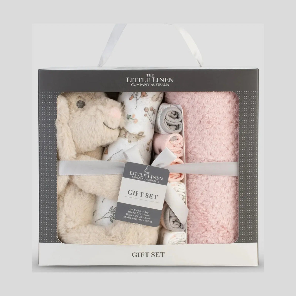 Front of the Little Linen Harvest Bunny gift box