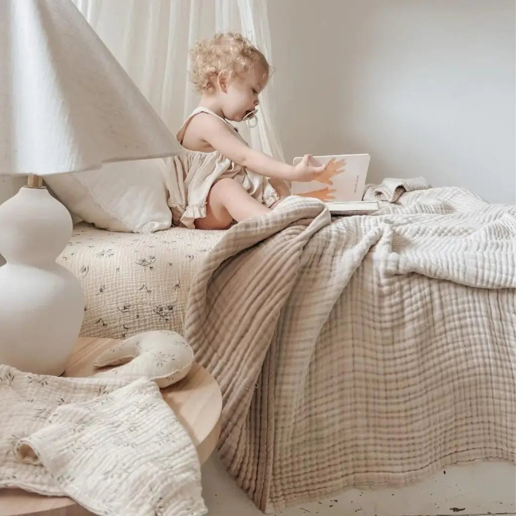 Little Myrtle Organic Cotton Fitted Cot Sheet - Australian Bluebell