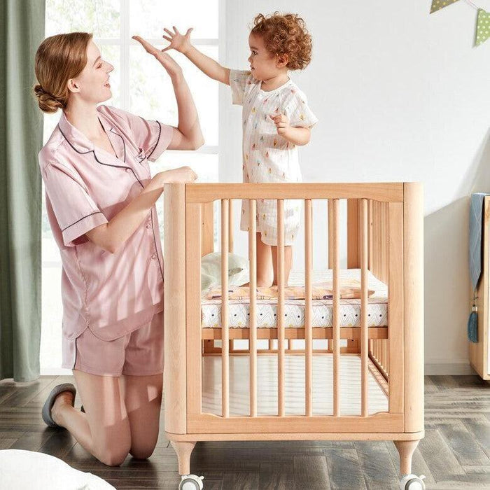 Little Riders Ellaboora Baby Cot 4 in 1 Premium Beach Wood With Mattress