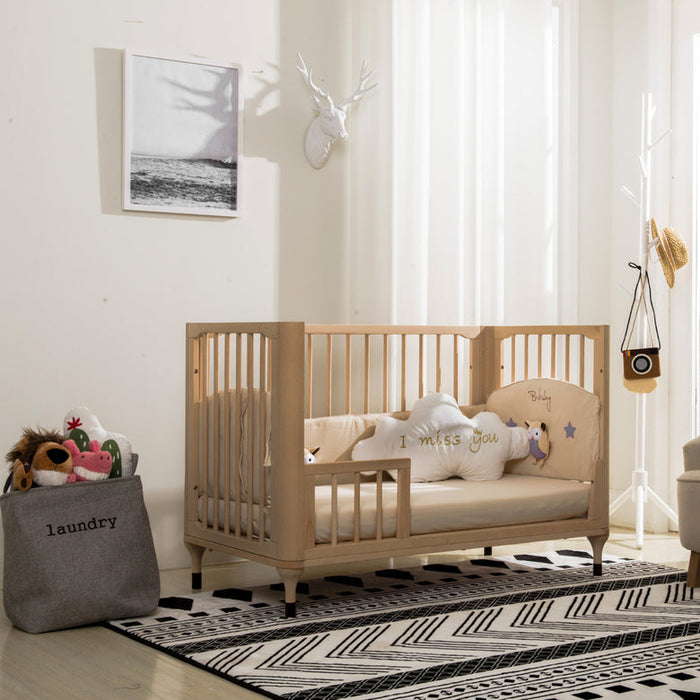 Little Riders Ellaboora Baby Cot 4 in 1 Premium Beach Wood With Mattress