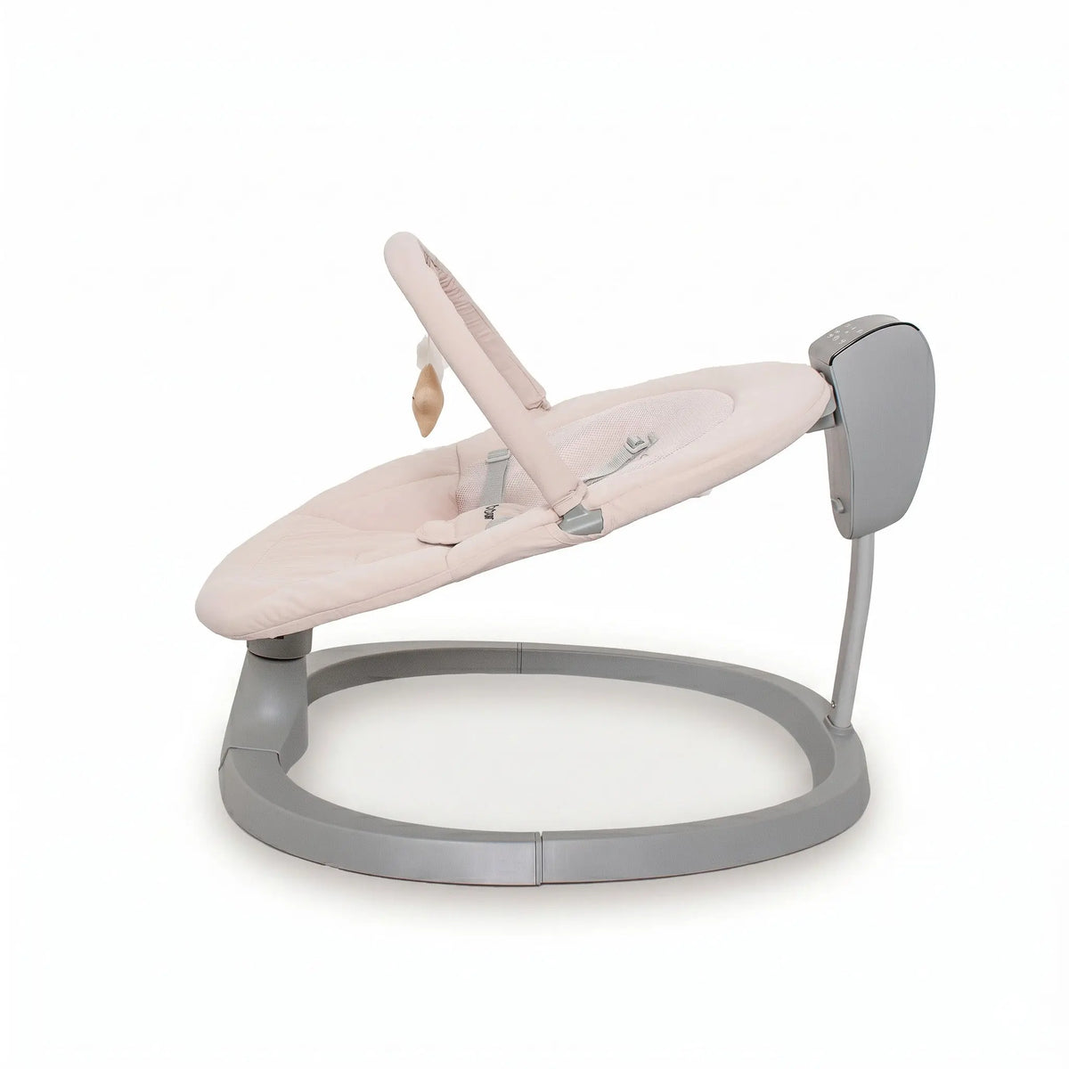 Love N Care Soothe N Swing shown from the front with plush toys attached