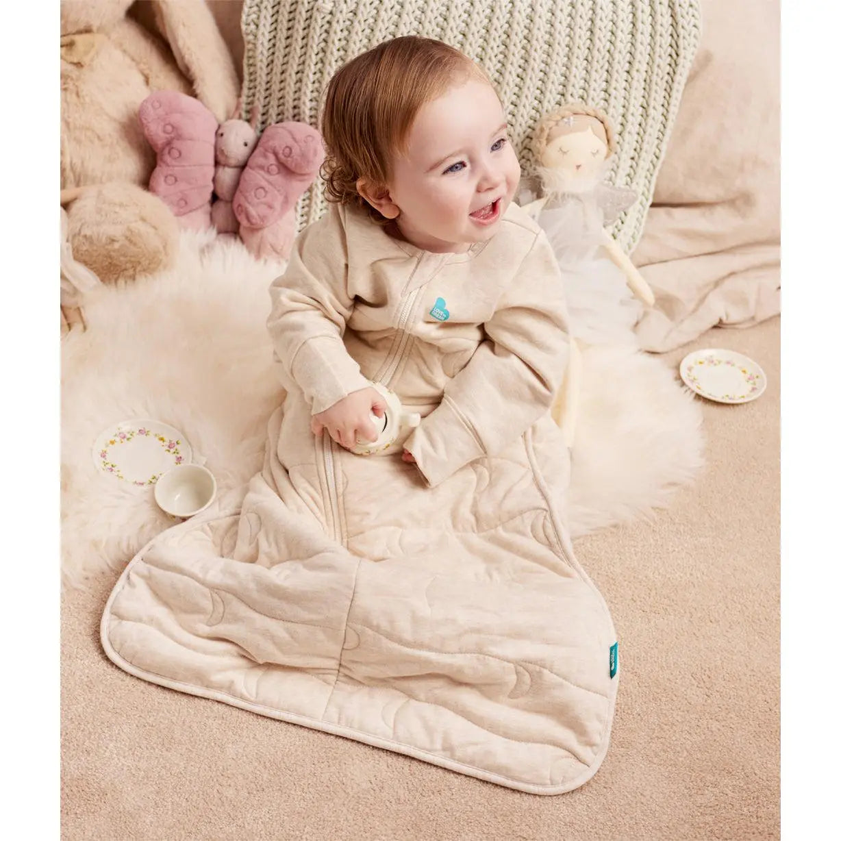 Love to Dream Sleep Bag Long Sleeve 3.5 TOG Quilted Cotton Oatmeal — front product view