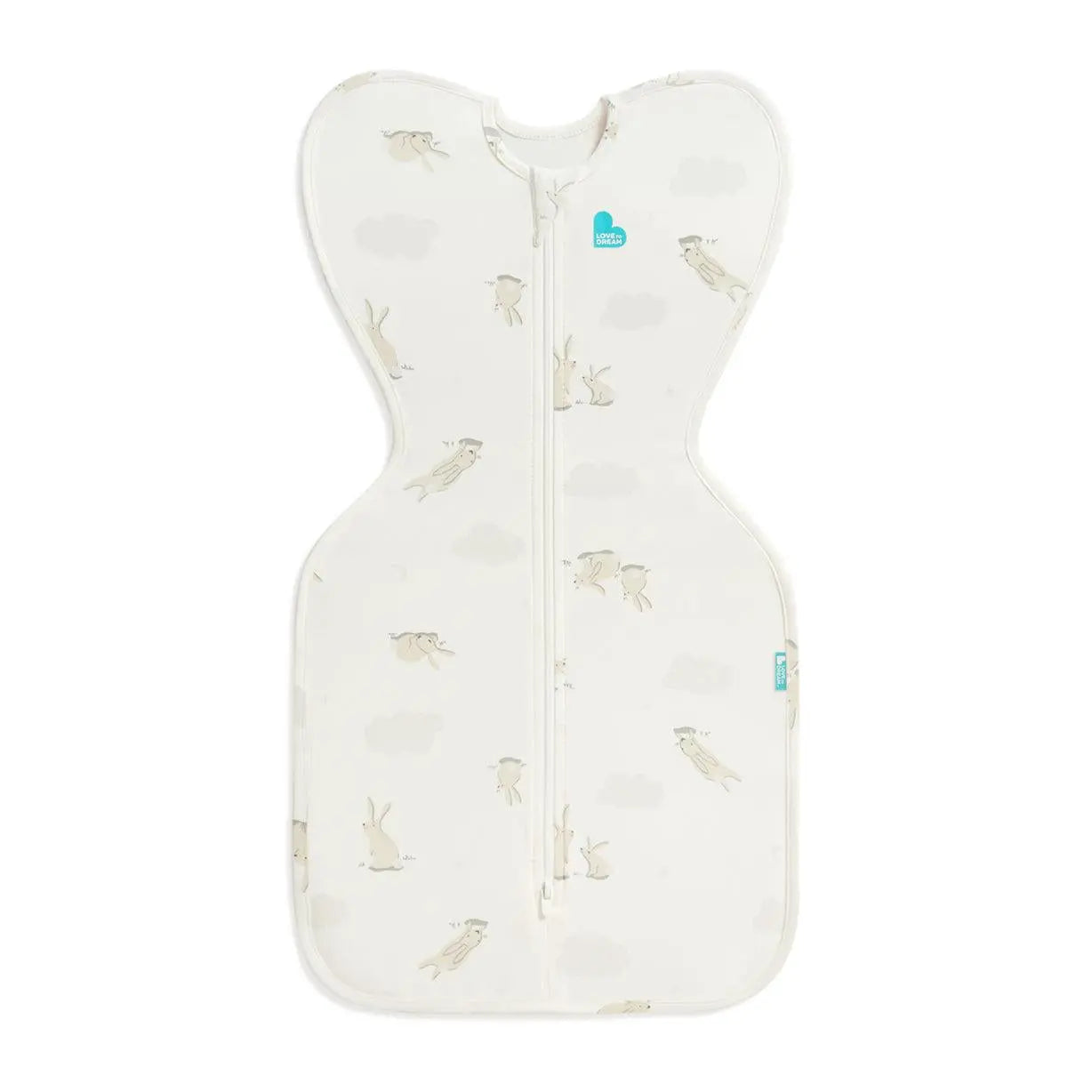 Love to Dream Swaddle Up 1.0 TOG Cotton showing ARMS UP natural self-soothing position