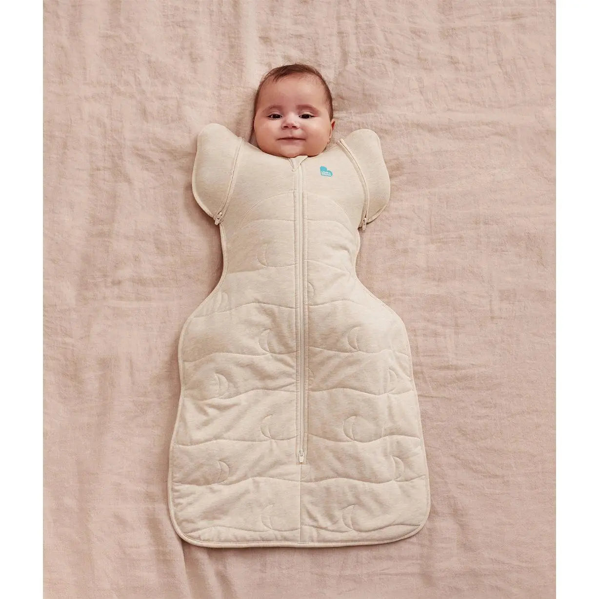 Love to Dream 2-in-1 Transition Bag 3.5 TOG Quilted Cotton Oatmeal — full swaddle view