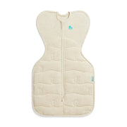 Love to Dream Swaddle Up 3.5 TOG Cotton showing ARMS UP position for cold room sleep