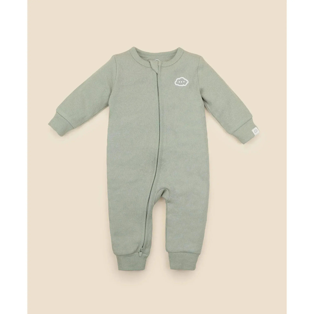 Lummi in Colour growsuit in Sage Green organic cotton waffle