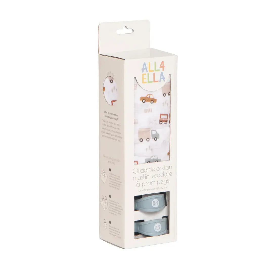 All4ELLA Organic Muslin & 2 Pram Peg Box Set  