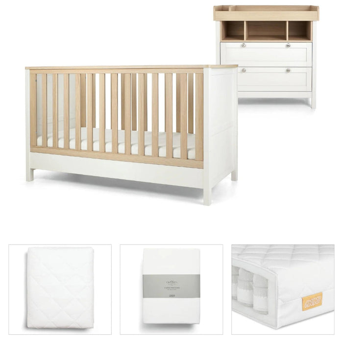 Mamas & Papas Harwell 5 Piece Set with Cot Bed, Dresser Changer, Mattress, Fitted Sheets & Mattress Protector