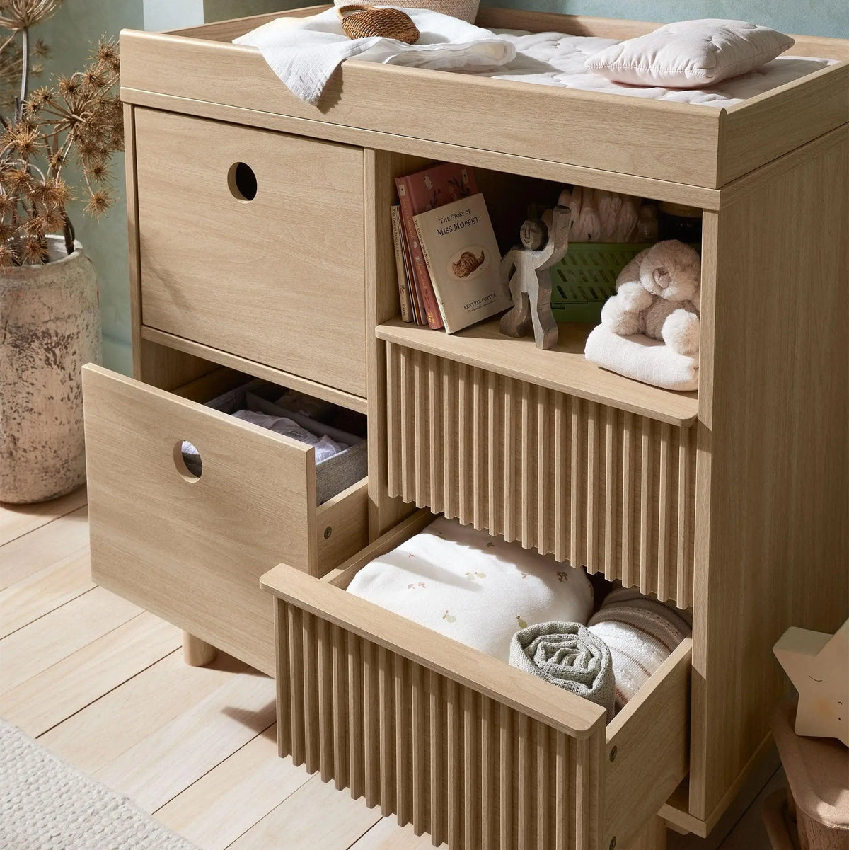 Oska narrow dresser changer oak with changer top removed