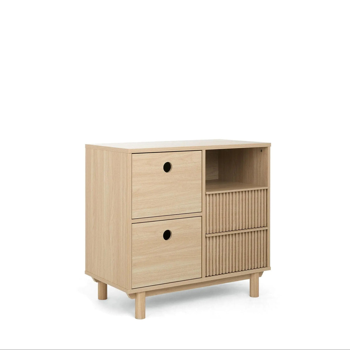 Oska narrow dresser changer oak slatted side detail