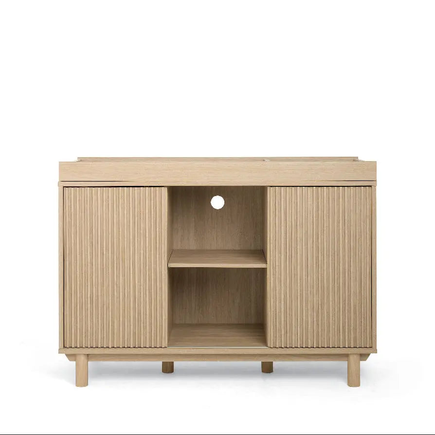Oska wide dresser changer oak soft close drawer open