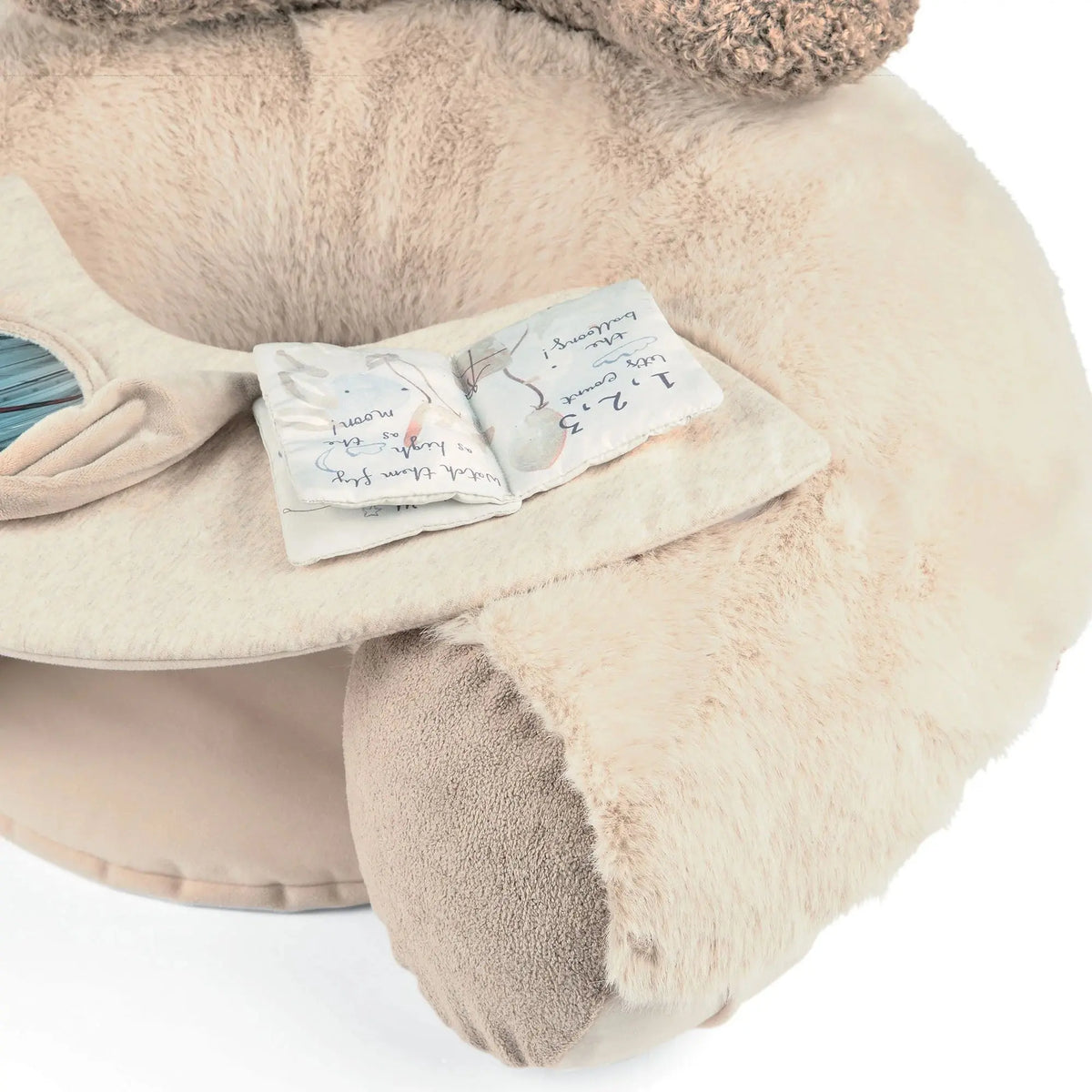 Mamas & Papas Sit & Play floor seat in Welcome to the World Millie & Boris, toy tray and soft book detail