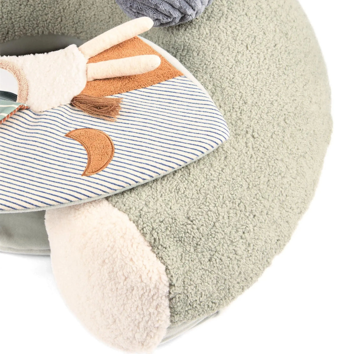 Mamas & Papas Sit & Play floor seat in Welcome to the World Pony Express, tray toys and striped panel detail
