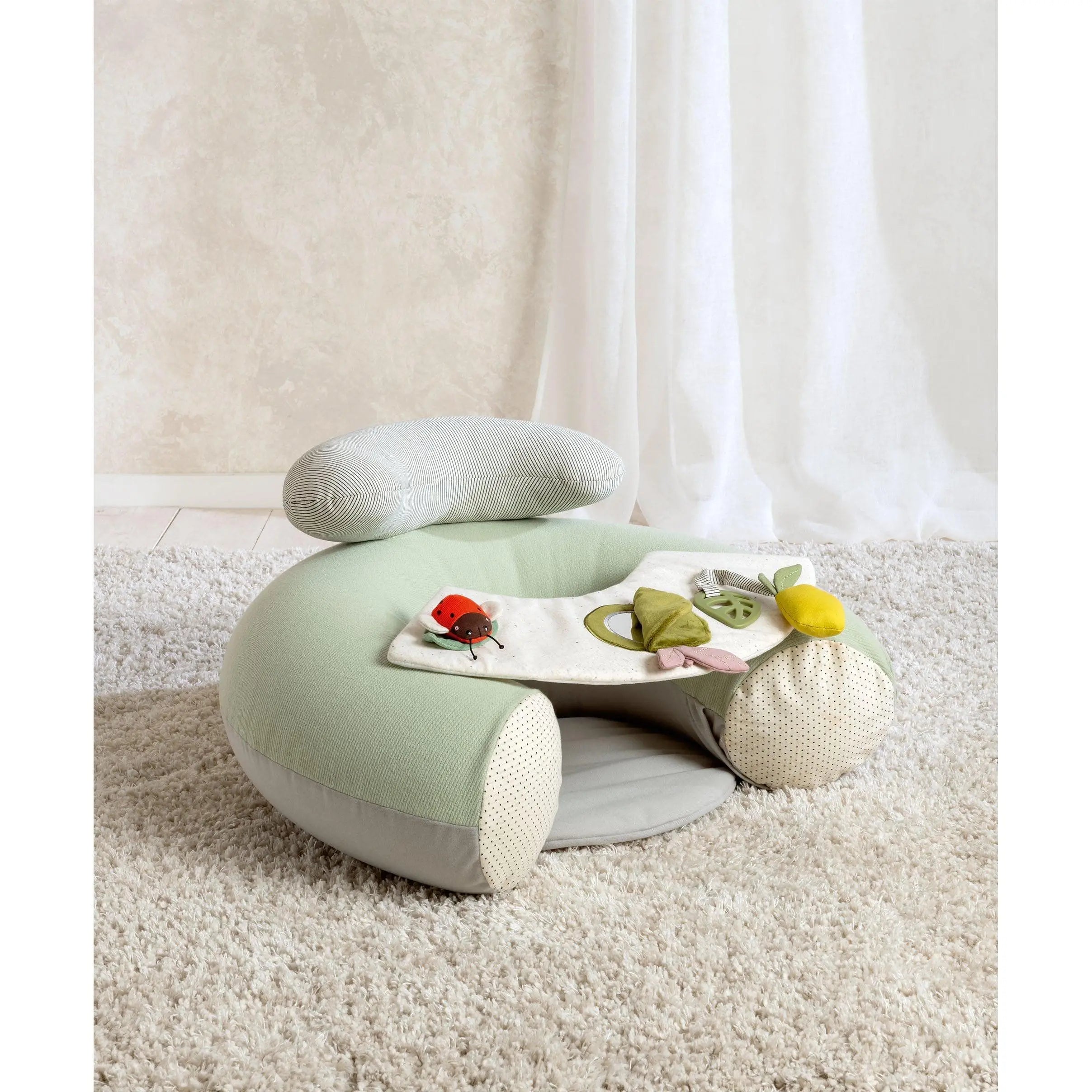 Sit & Play Safari by Mamas & Papas — hero shot of inflatable seat with crinkle, rattle, squeaker toys