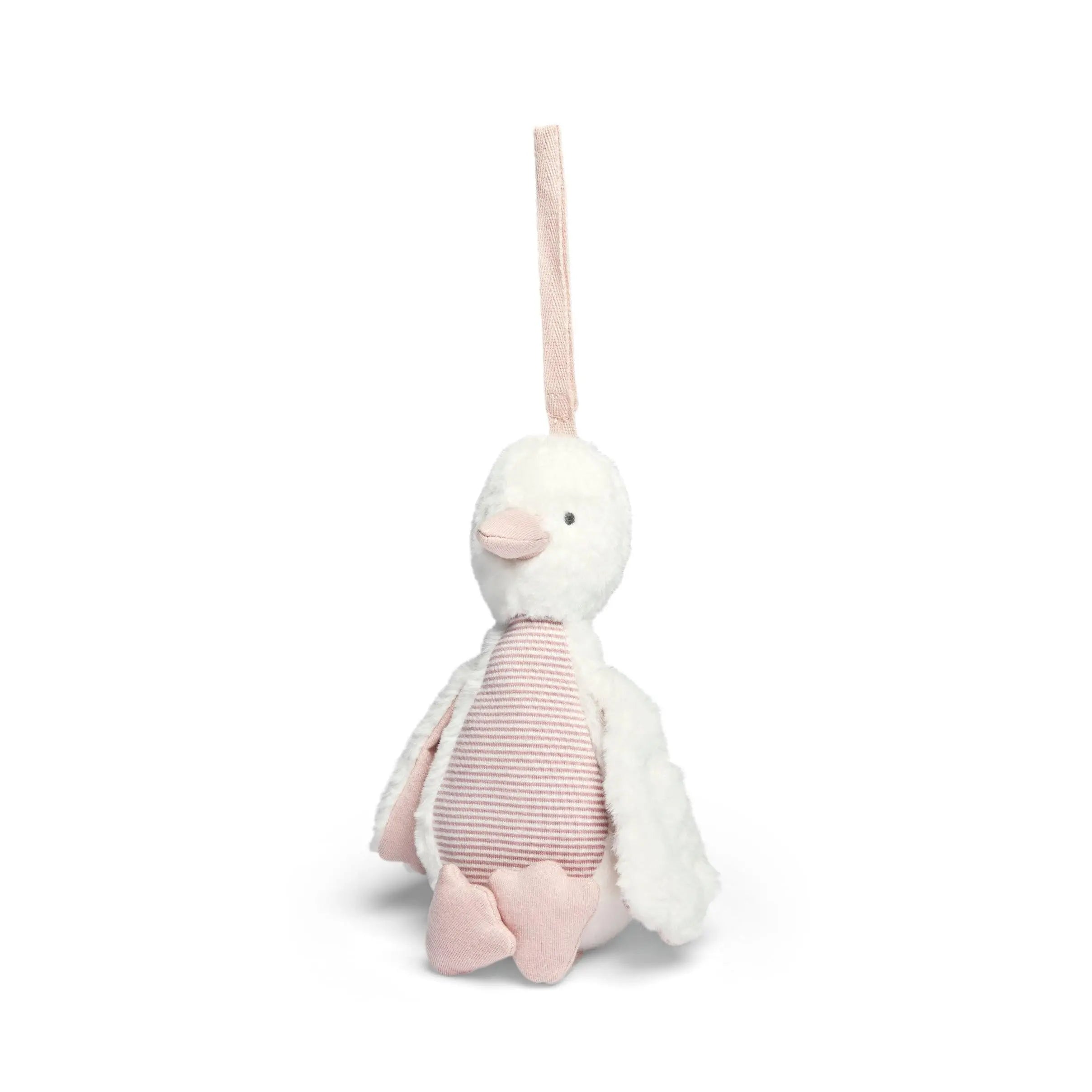 Mamas & Papas WTTW Chime Duck Travel Toy Pink — soft pink fabric duck with hidden chime, pram clip