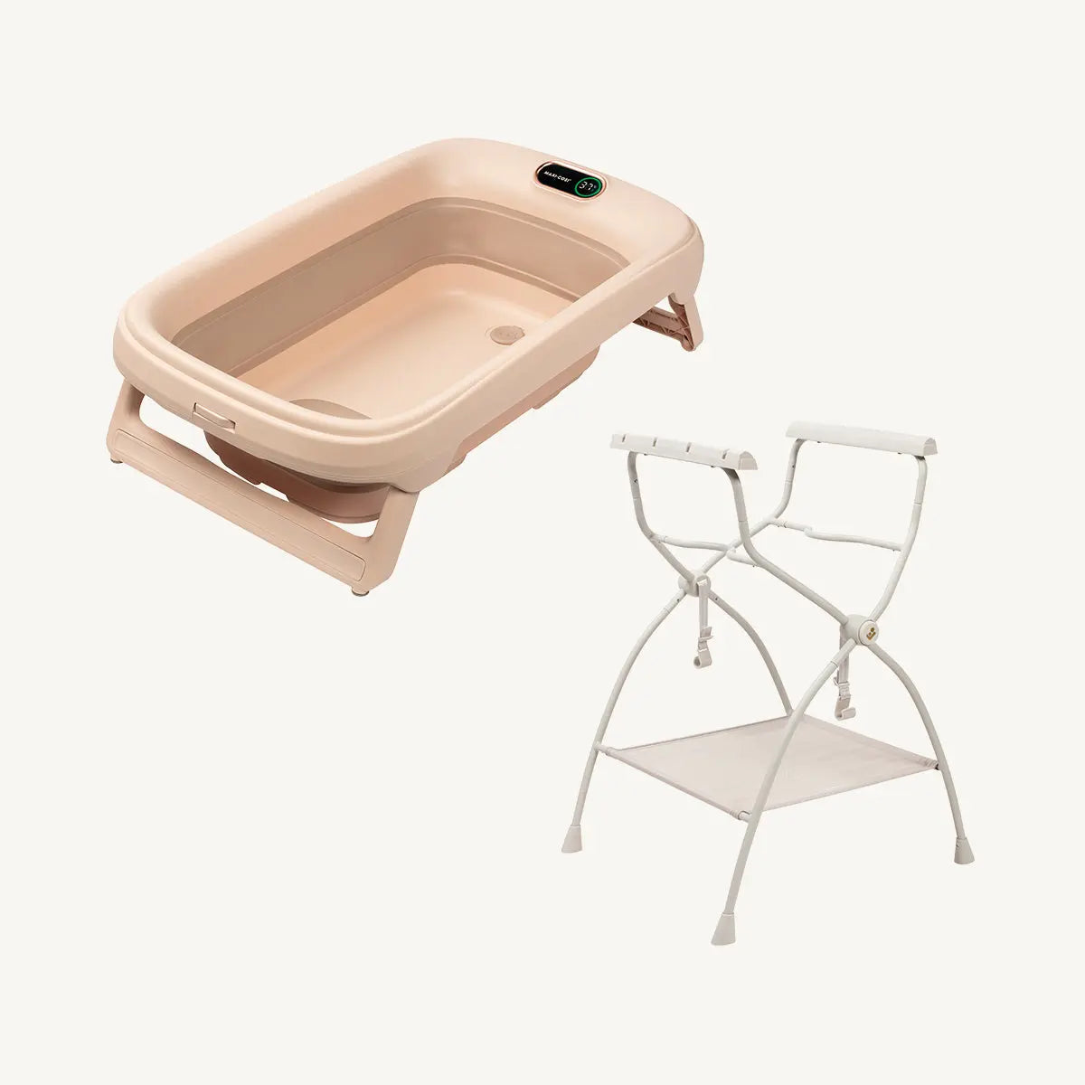 Maxi Cosi Indigo Plus bath in Muted Terra on the Indigo Bath Stand