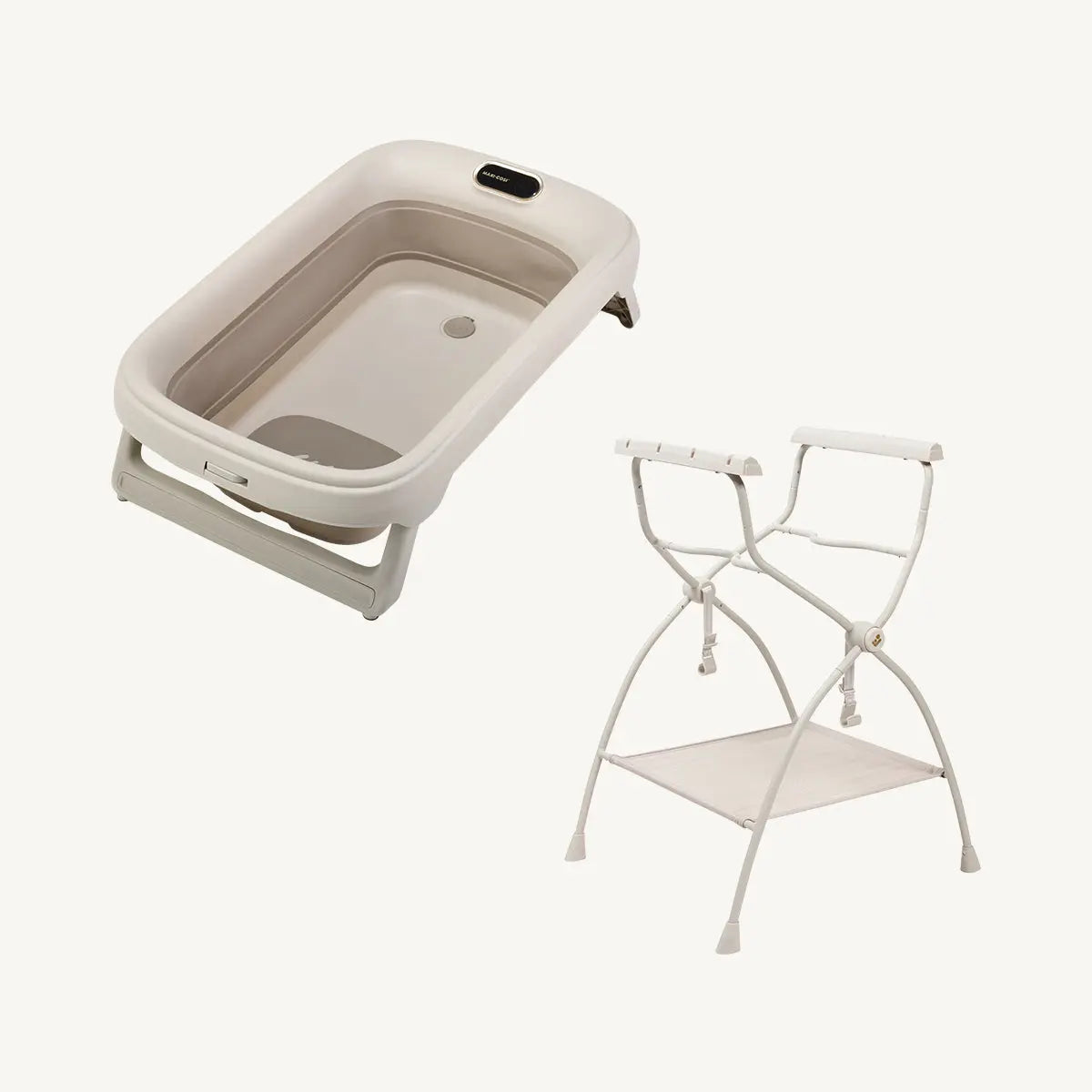Maxi Cosi Indigo Plus bath in Elegant Beige on the Indigo Bath Stand