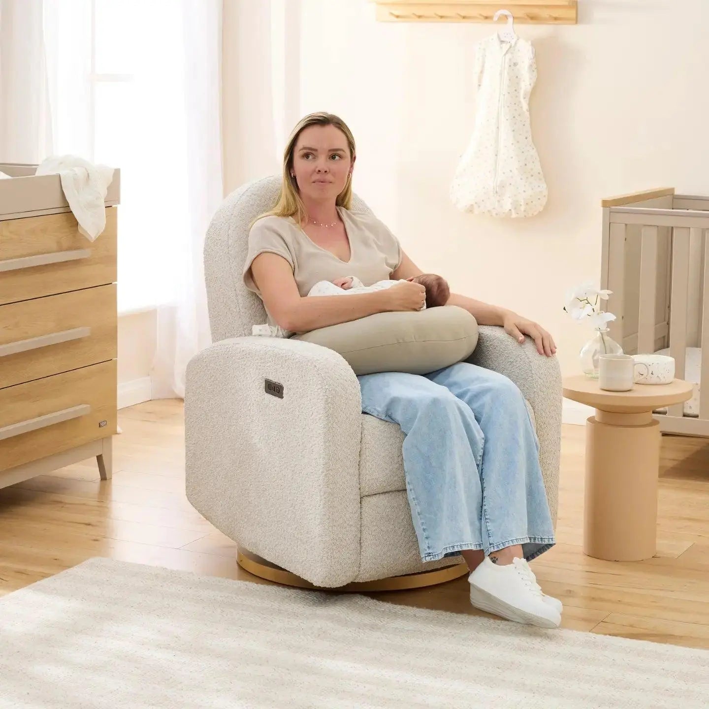 Maya Electric Recliner Glider Nursery Chair in Warm Beige