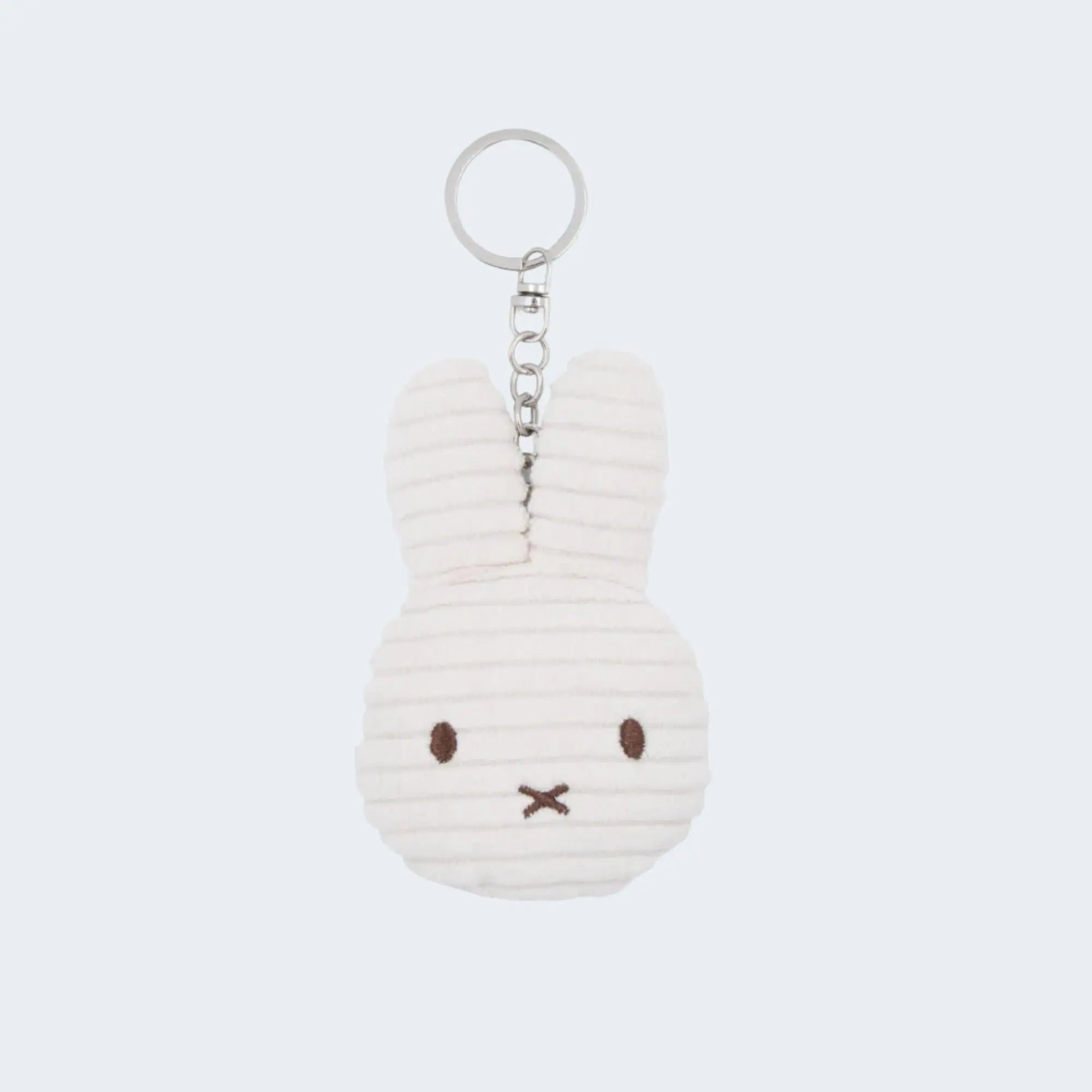 Miffy Flat Keychain ECO Corduroy in Off White — soft corduroy Miffy accessory, 10×7×5cm