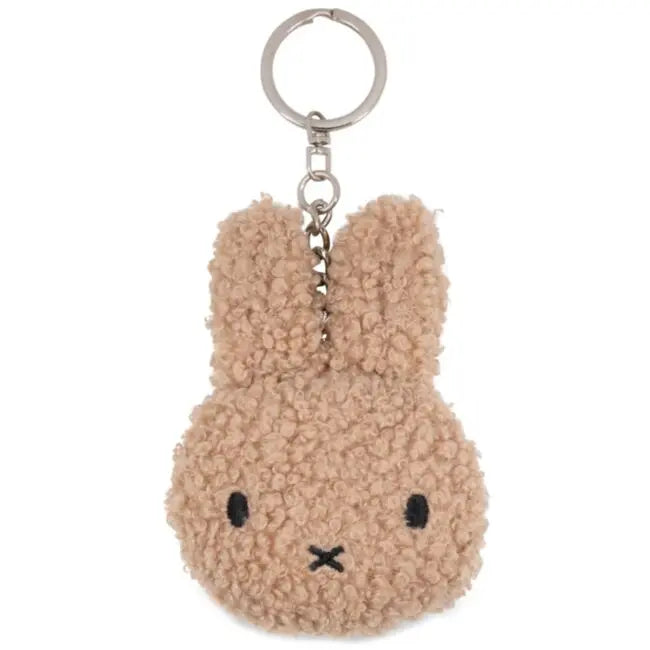 Miffy ECO Tiny Teddy Flat Keychain in Beige — 10cm recycled polyester bunny charm with metal chain clip