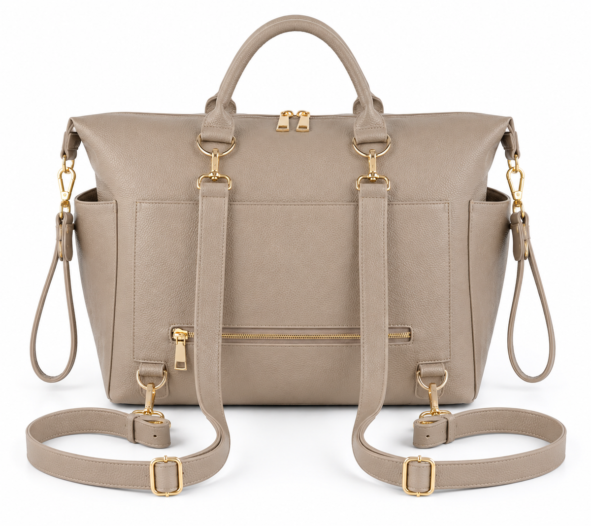 Coco Mae Como tote worn as a backpack, Taupe
