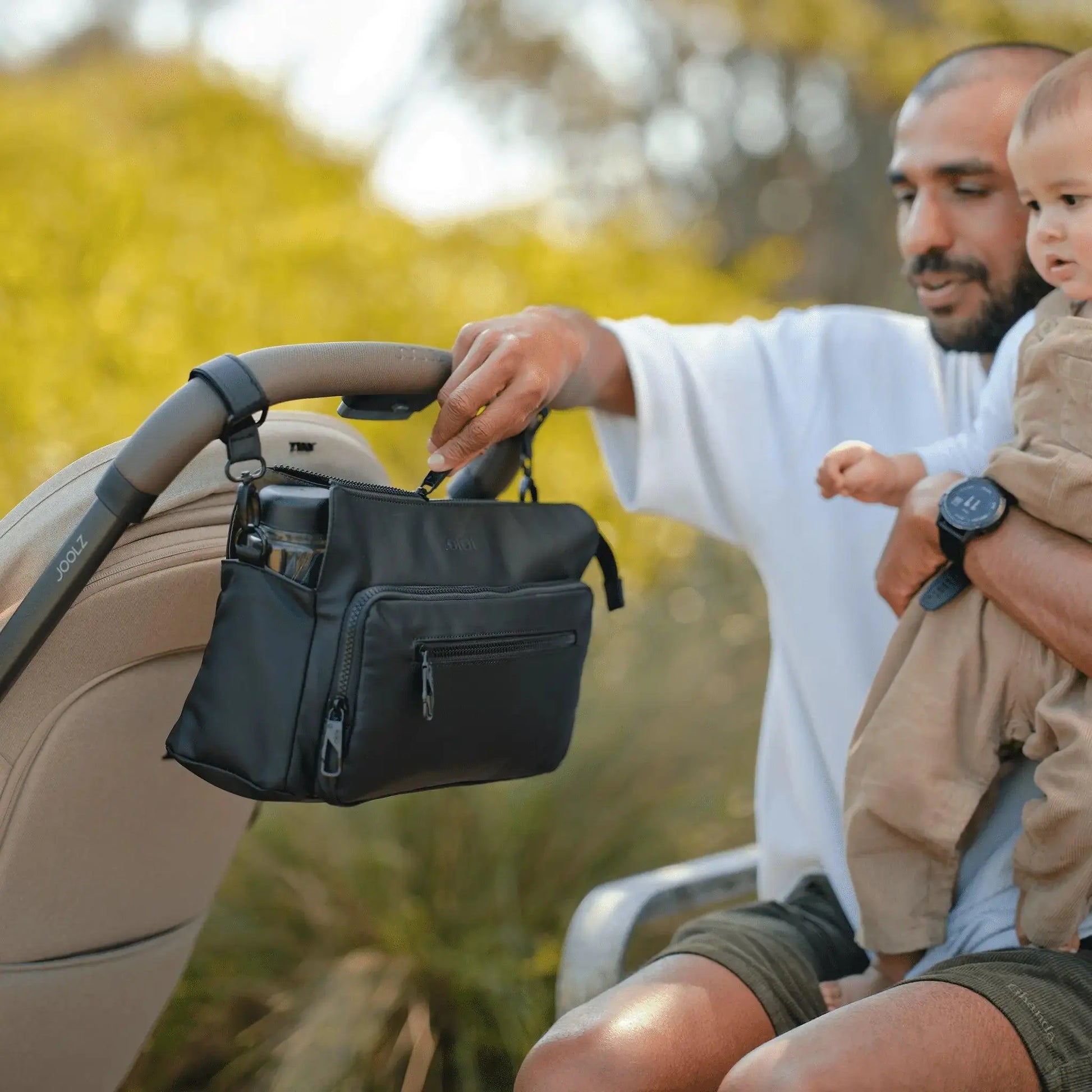 Multitasker Pram Caddy - Black Weatherproof