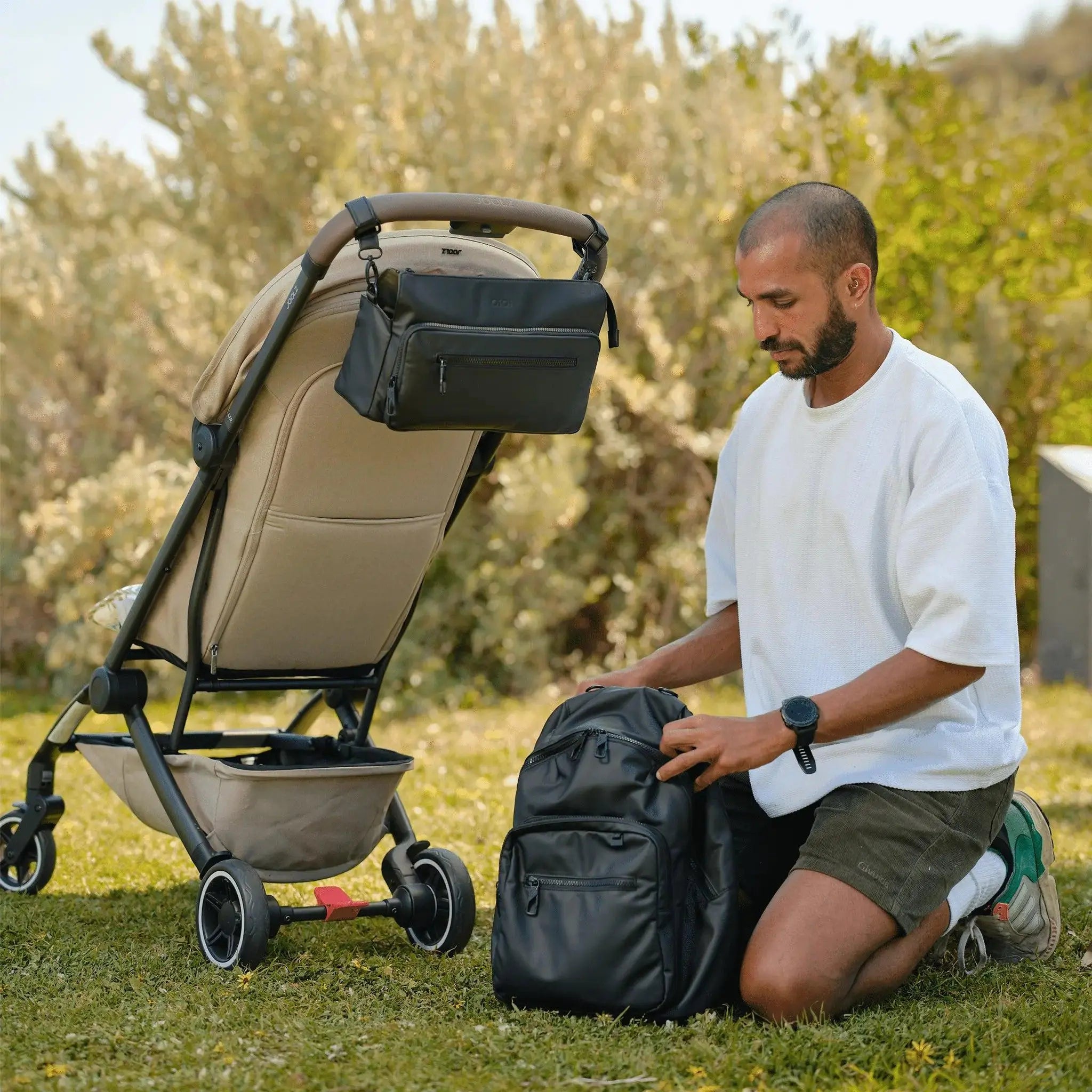 Multitasker Pram Caddy - Black Weatherproof