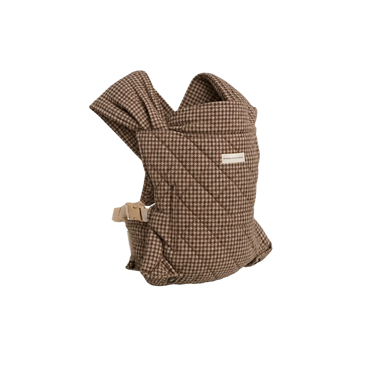 Mumma Etcetera Daily Carrier in Arista tan and chocolate houndstooth linen