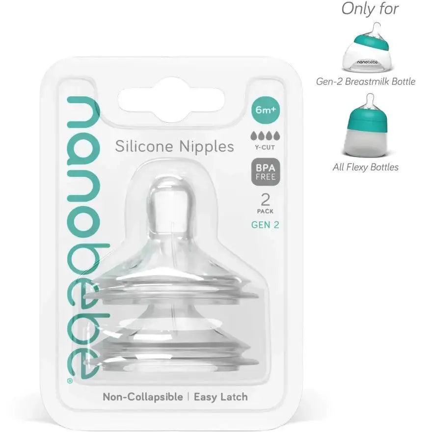 Nanobebe Silicone Bottle Teats - 2-Pack Gen 2