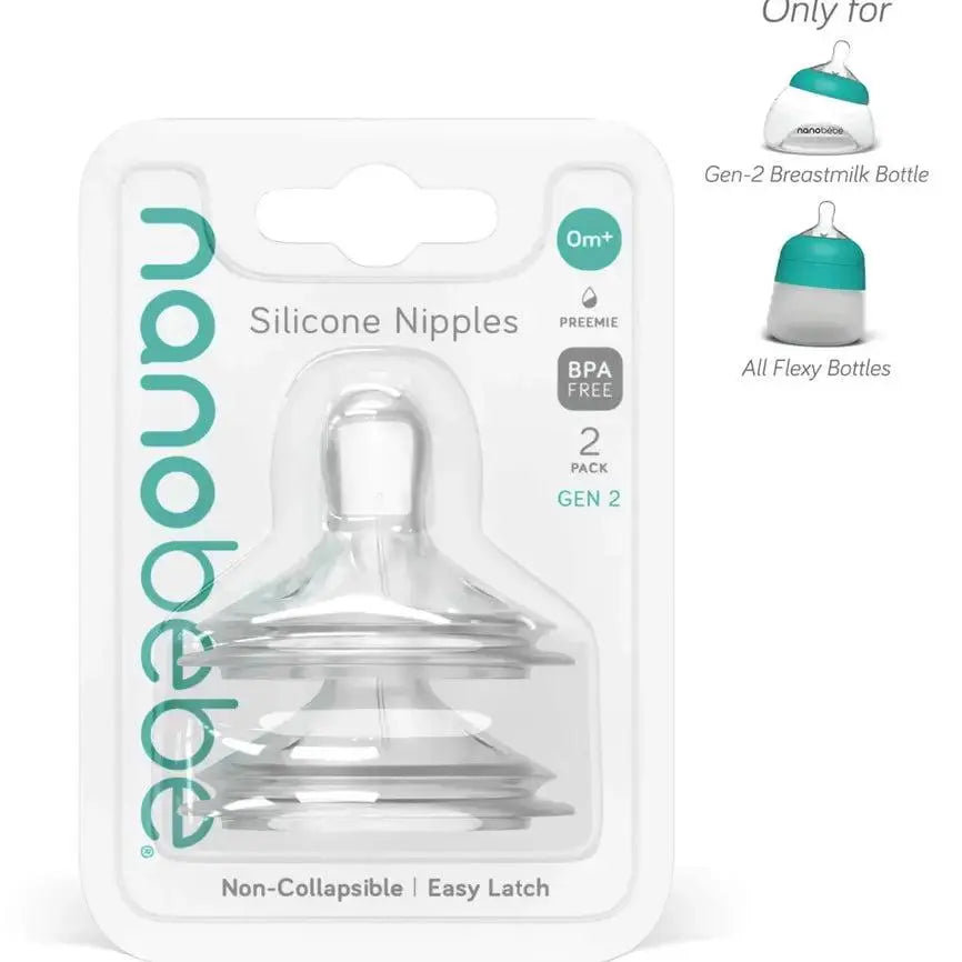 Nanobebe Silicone Bottle Teats - 2-Pack Gen 2