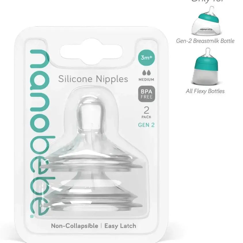Nanobebe Silicone Bottle Teats - 2-Pack Gen 2