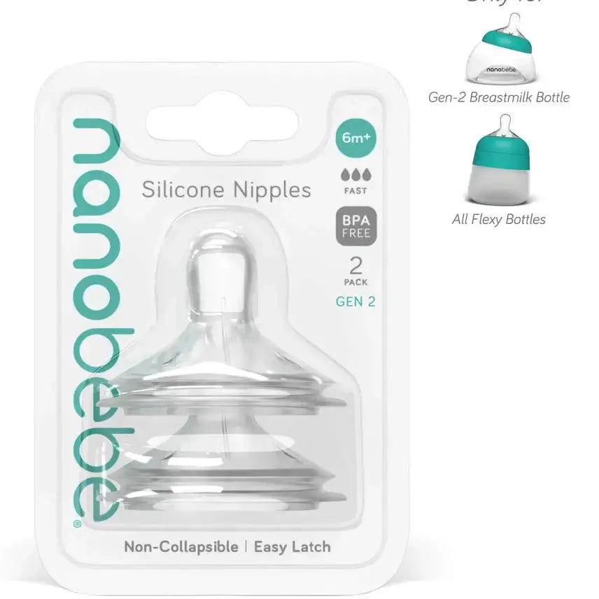Nanobebe Silicone Bottle Teats - 2-Pack Gen 2