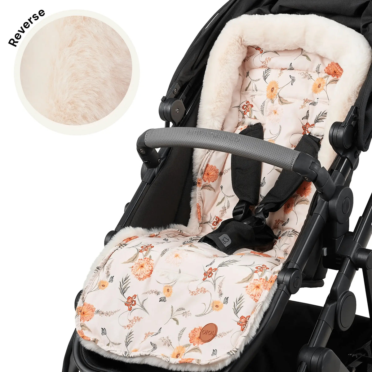 Reversible Pram Liner - Wildflower/Faux Fur
