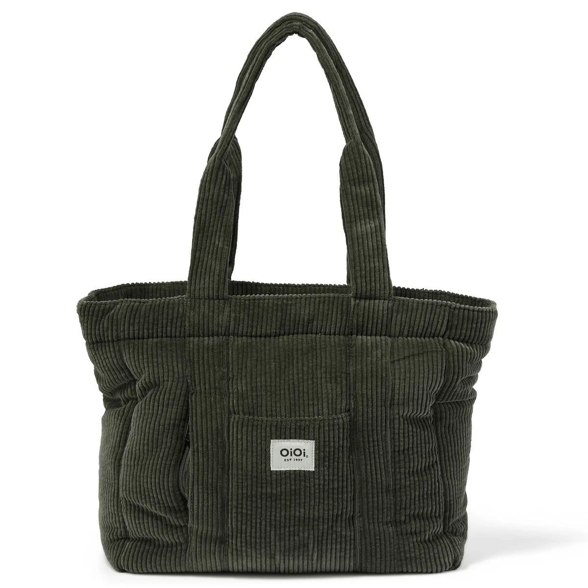 OiOi Everyday Tote nappy bag in Moss Green corduroy