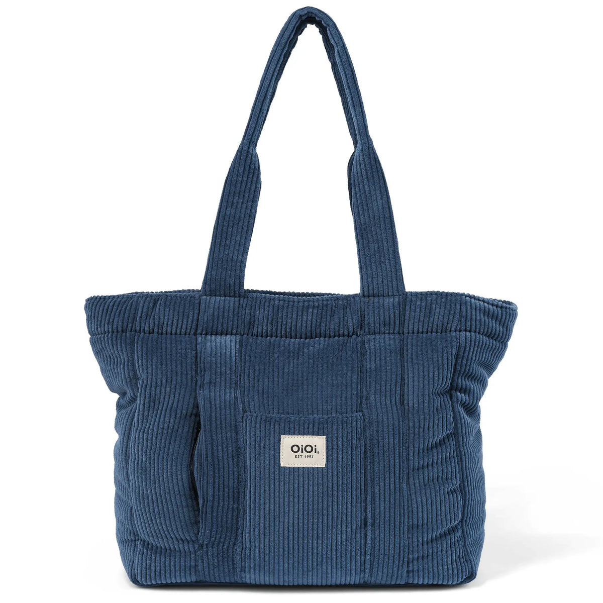 OiOi Everyday Tote nappy bag in Ocean Blue corduroy