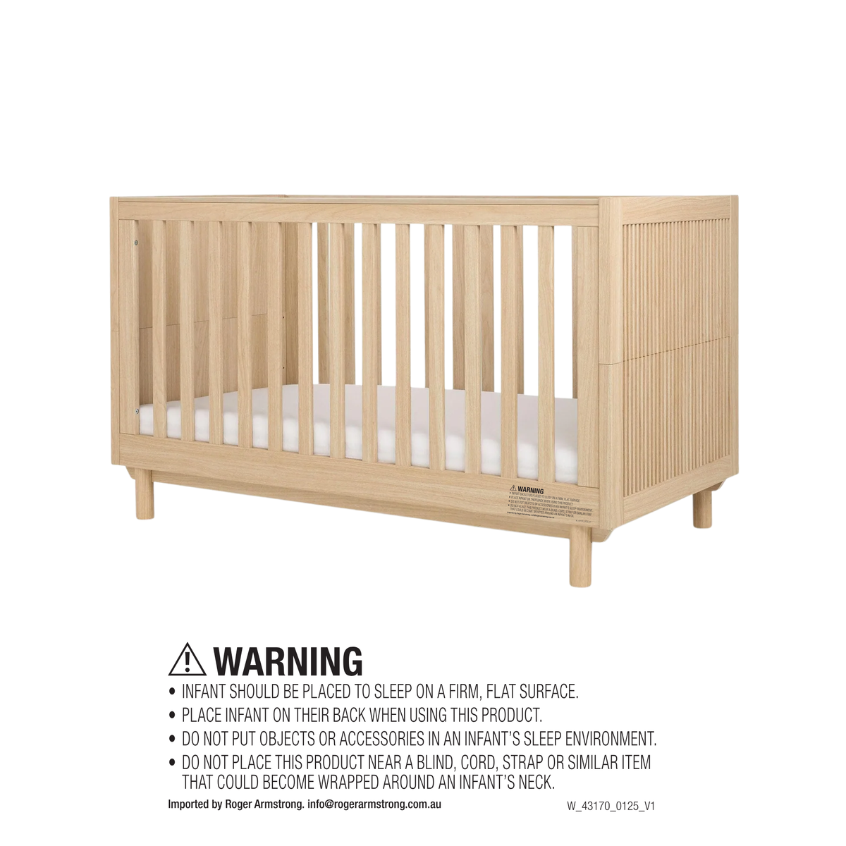 Mamas & Papas Oska Cotbed in oak included in the 5 piece set