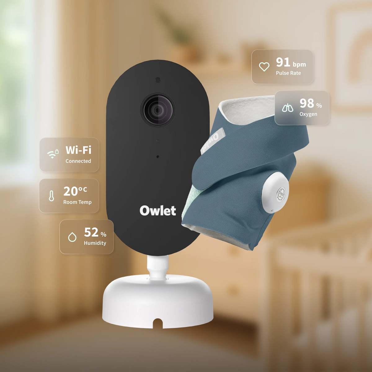 Owlet Dream Duo™ 3 baby monitor system in Mint