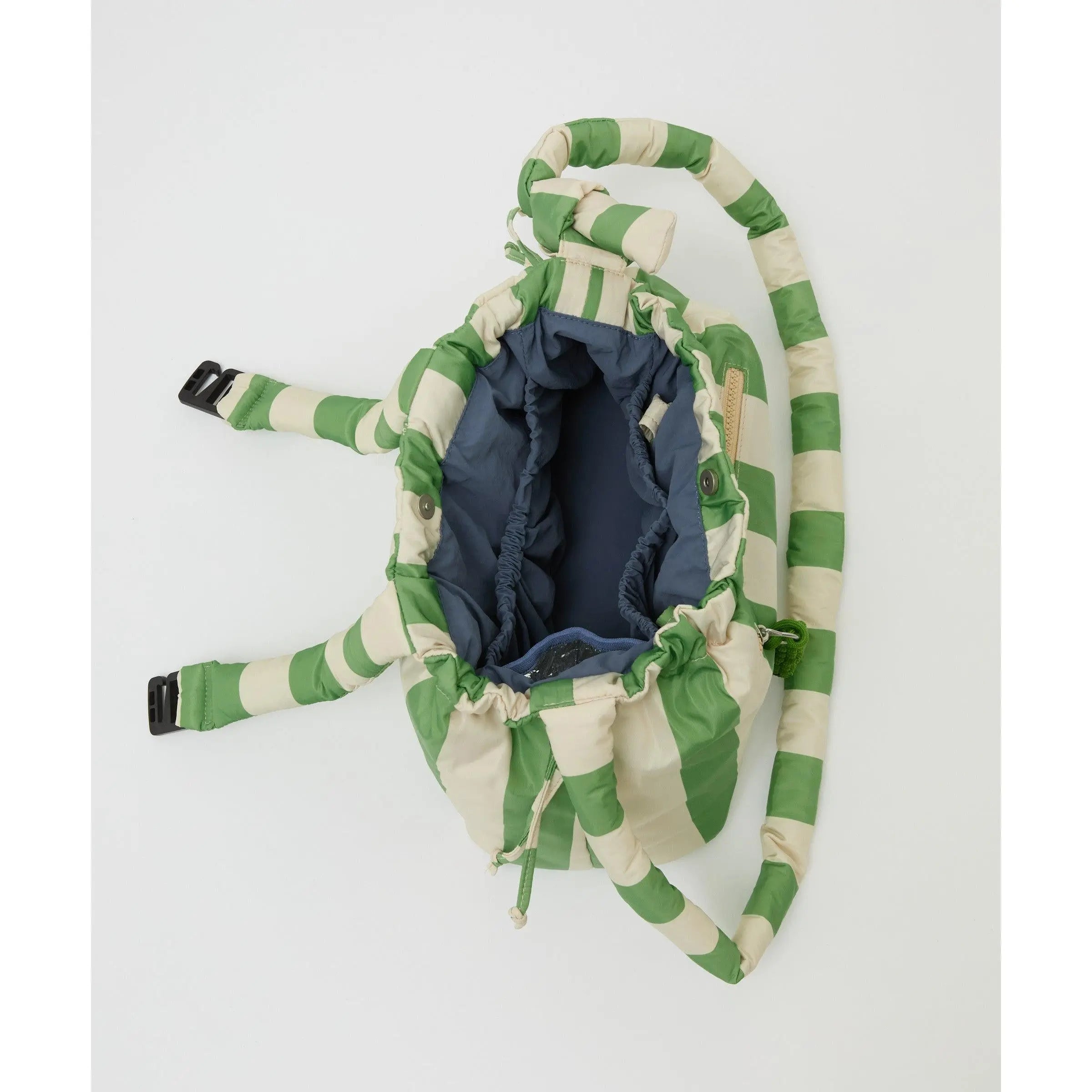 Philé Pram Caddy in Green Stripe, side view