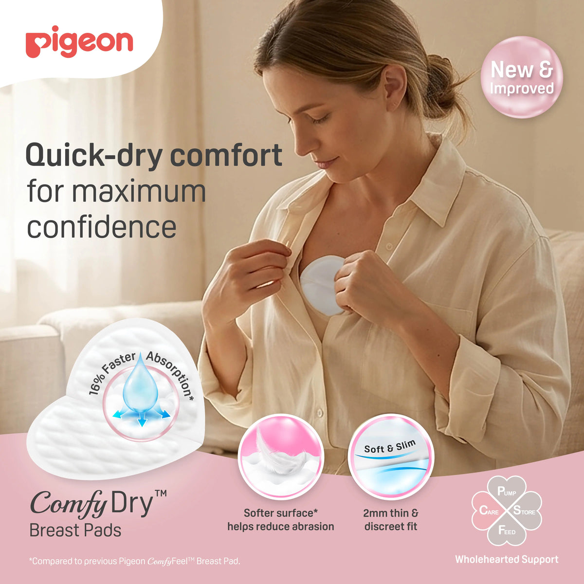 Pigeon ComfyDry breast pad 3D wavy surface
