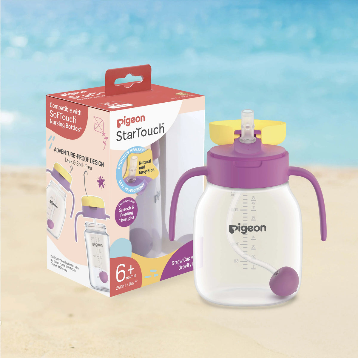 Pigeon StarTouch™ Straw Cup 250ml — product and packaging detail