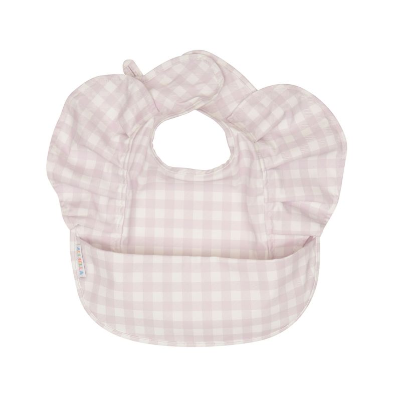 Recycled frills bib - Gingham Lilac