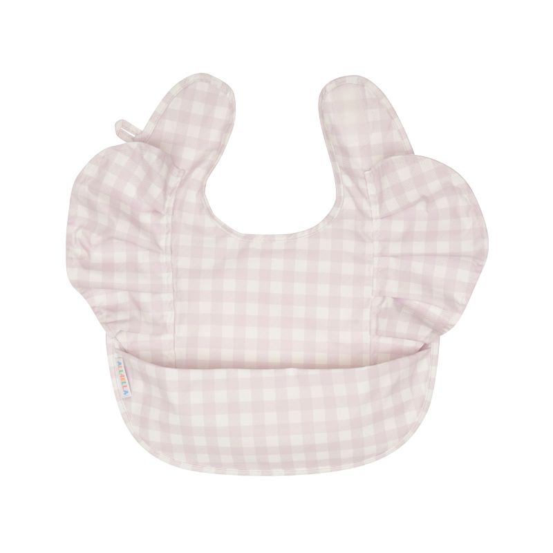 Recycled frills bib - Gingham Lilac