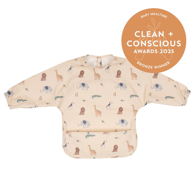 Recycled long sleeve bib - Wild Animals