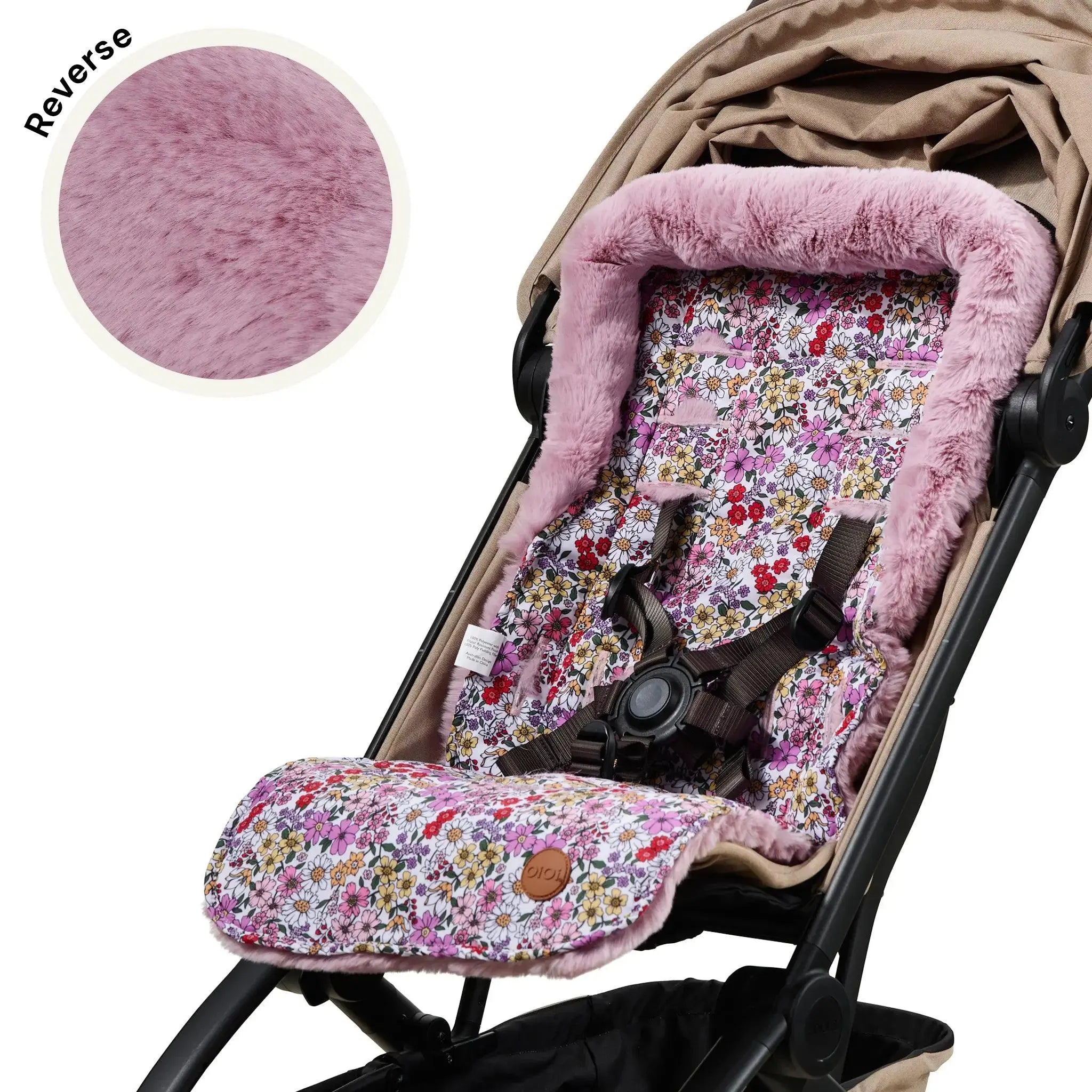 Reversible Pram Liner - Daisy/Faux Fur