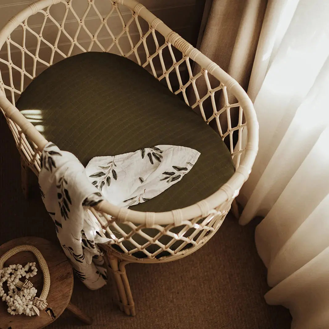 SNUG AS A BUB + CO Olive Bassinet Sheet