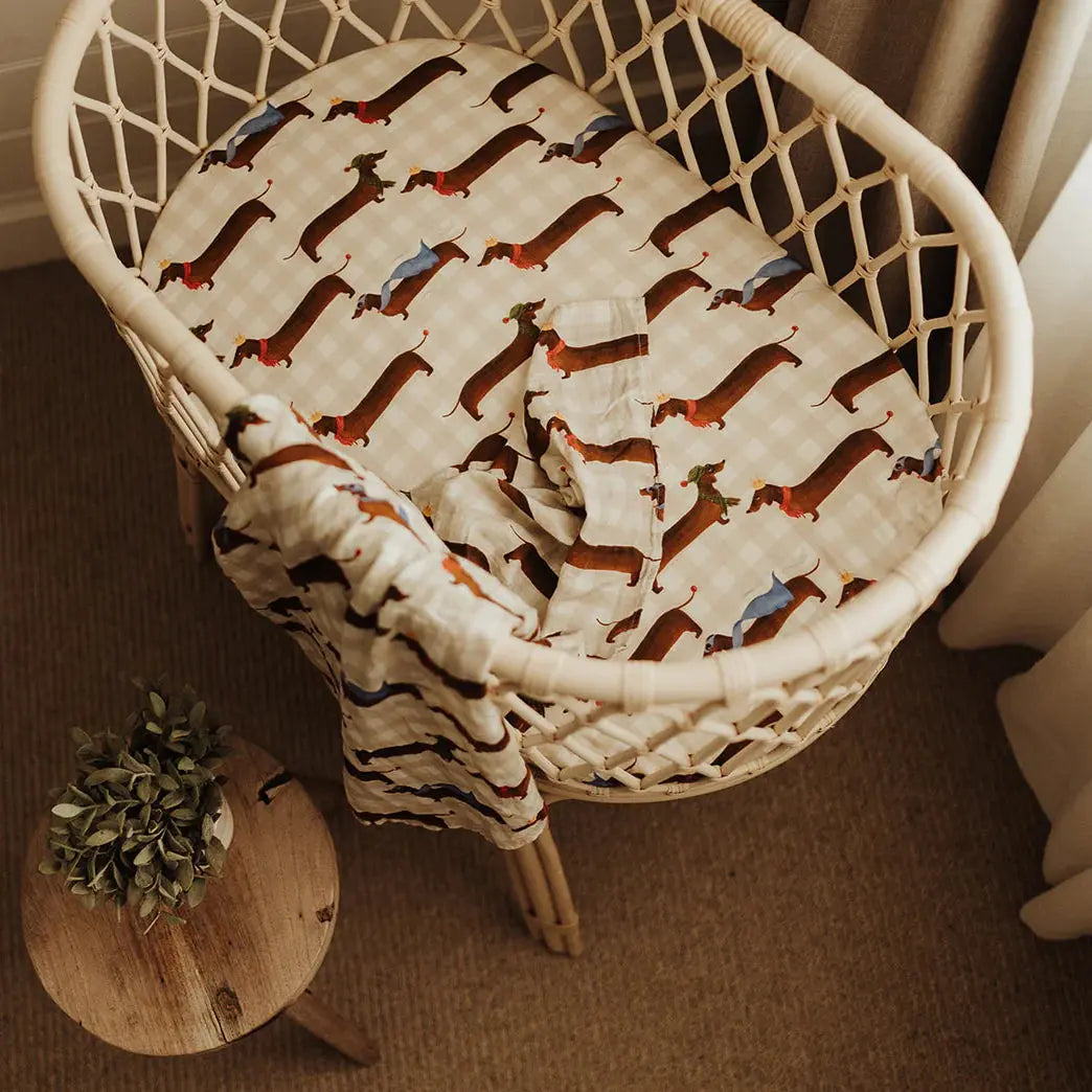 SNUG AS A BUB + CO Silly Sausage Bassinet Sheet