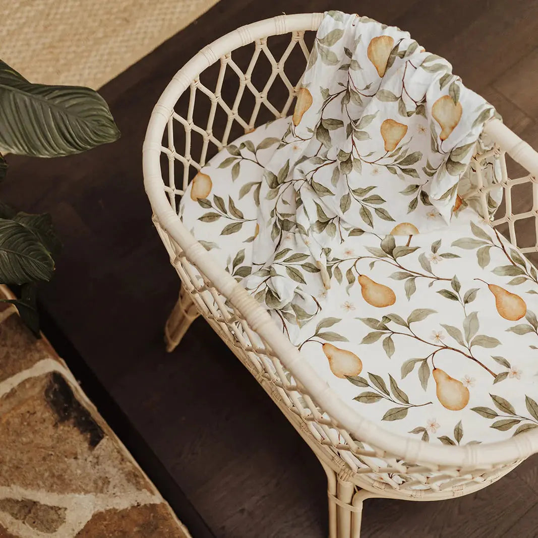 SNUG AS A BUB + CO Whimsical Pear Bassinet Sheet