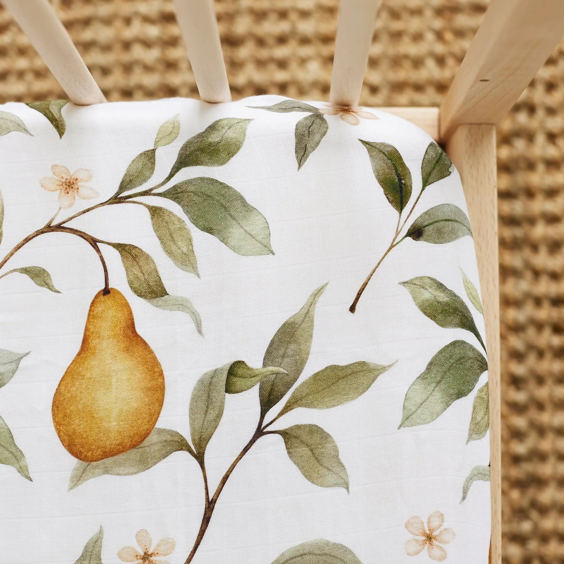 SNUG AS A BUB + CO Whimsical Pear Cot Sheet
