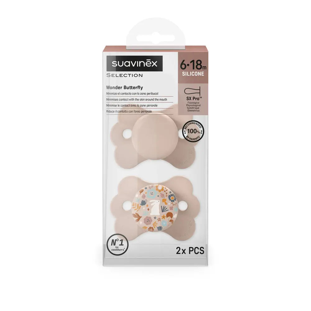 Suavinex Wonderland Butterfly SX Pro Soother 6-18 Months 2 Pack - Liberty Pink