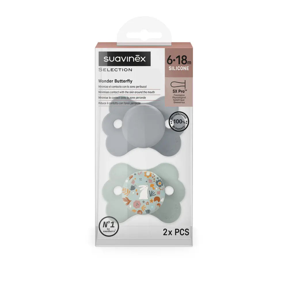 Suavinex Wonderland Butterfly SX Pro Soother 6-18 Months 2 Pack - Liberty Blue